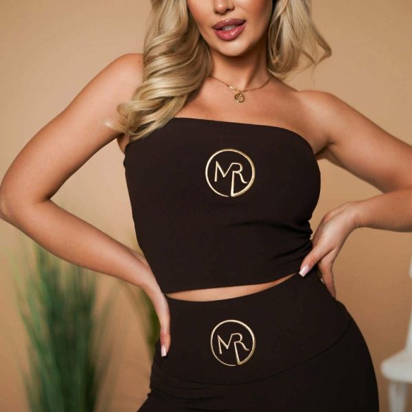 CZARNY PRĄŻKOWANY TOP Z LOGO MILLA ROSSI ✨