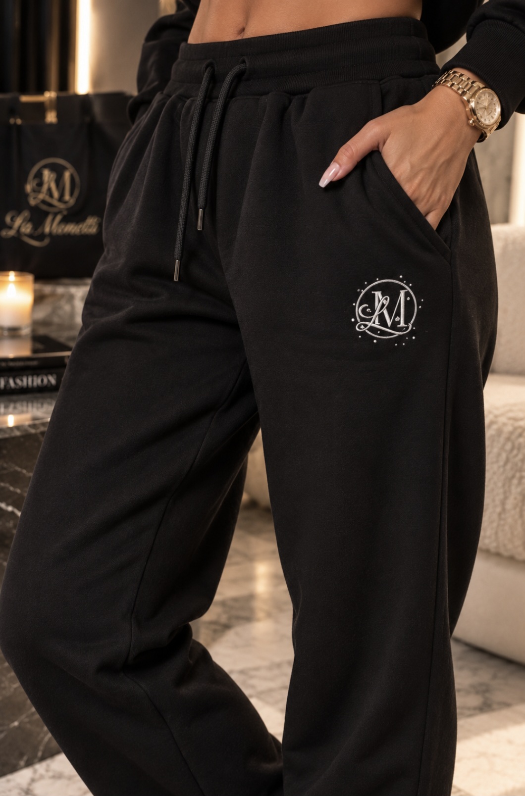 LA MONETTI BLACK JOGGER TROUSERS 🖤✨ - Image 2