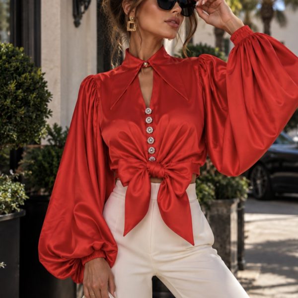 Exclusive Red Bow Blouse – La Diva