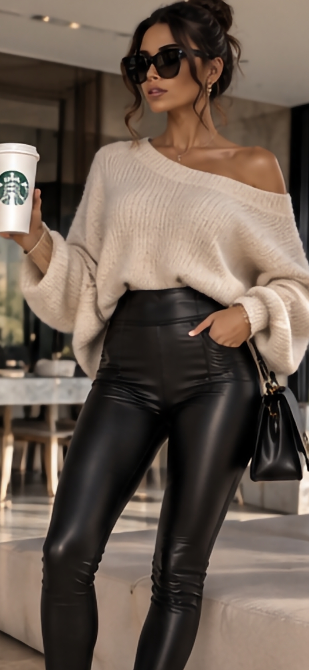 Faux Leather Leggings – Black - Image 5