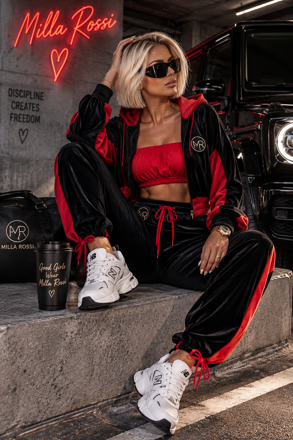 BLACK & RED MILLA ROSSI OVERSIZE 3-PIECE SET